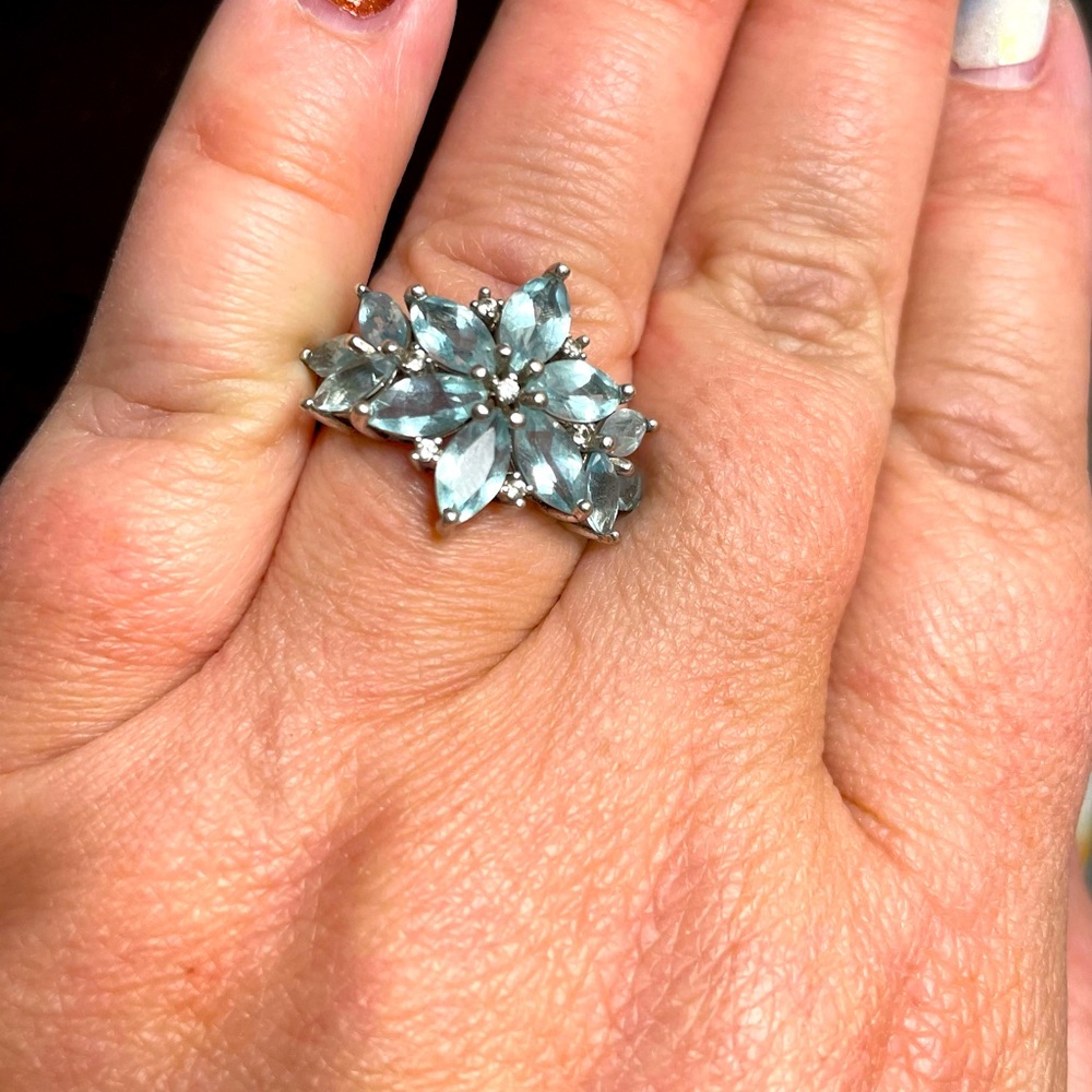Aquamarine Stone Sterling Ring